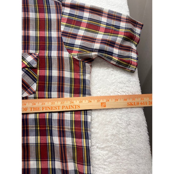 Vintage Montgomery Ward XL Plaid Button Up Short Sleeve Shirt Menswear light - Picture 5 of 7